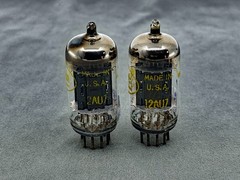 (2) Raytheon Baldwin 12AU7 ECC82 Long Black Plate Tubes O Getters Test Strong