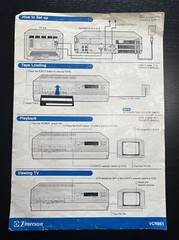 Emerson VCR951 VCR Video Recorder Original Owner’s Reference Card Instructions