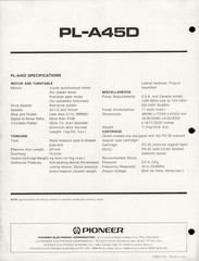 c1974 Pioneer PL-A45D Turntable Dealer Brochure Vintage HiFi Stereo Electronics