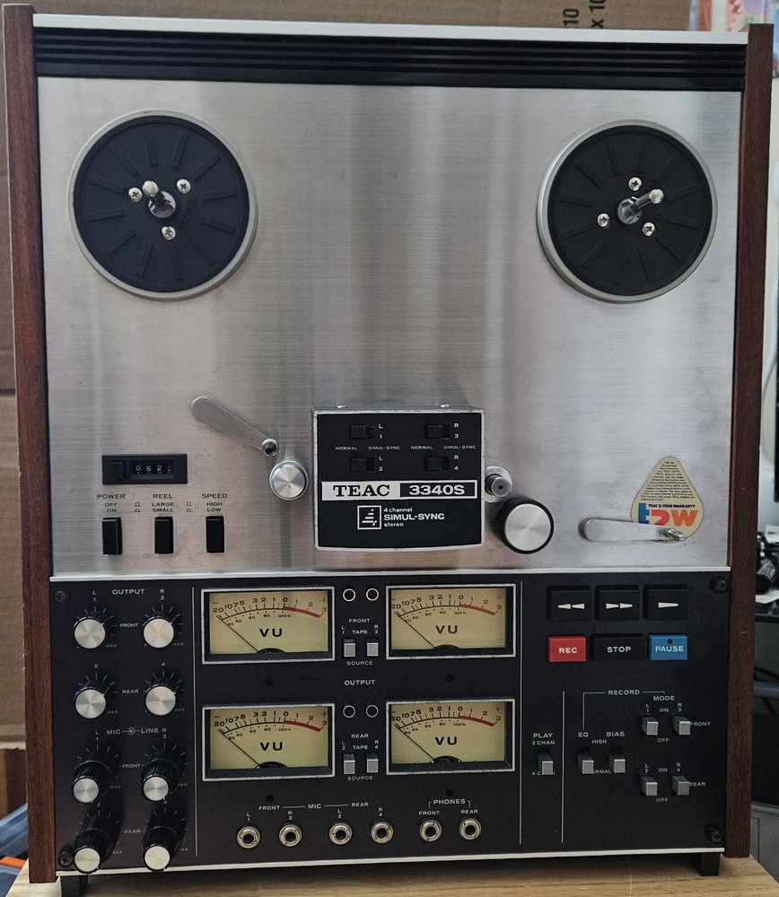 Teac 3340S Reel to Reel Tape Deck/T2W/2 Speed 7 1/2 & 15 IPS/Serviced.