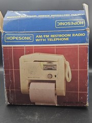 Vintage Hopesonic AM/FM Restroom Radio W/ Telephone & Toilet Paper Holder