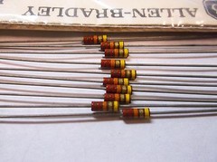 Allen Bradley 22k 5% 1/4 watt RCR Carbon Comp Resistors 10pcs