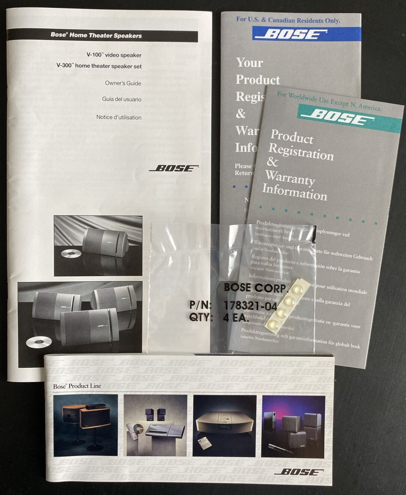 Vtg Bose Model V-100 V-300 Speakers Owner&rsquo;s Guide 1995 18 Pages + Reg & Wrrnty
