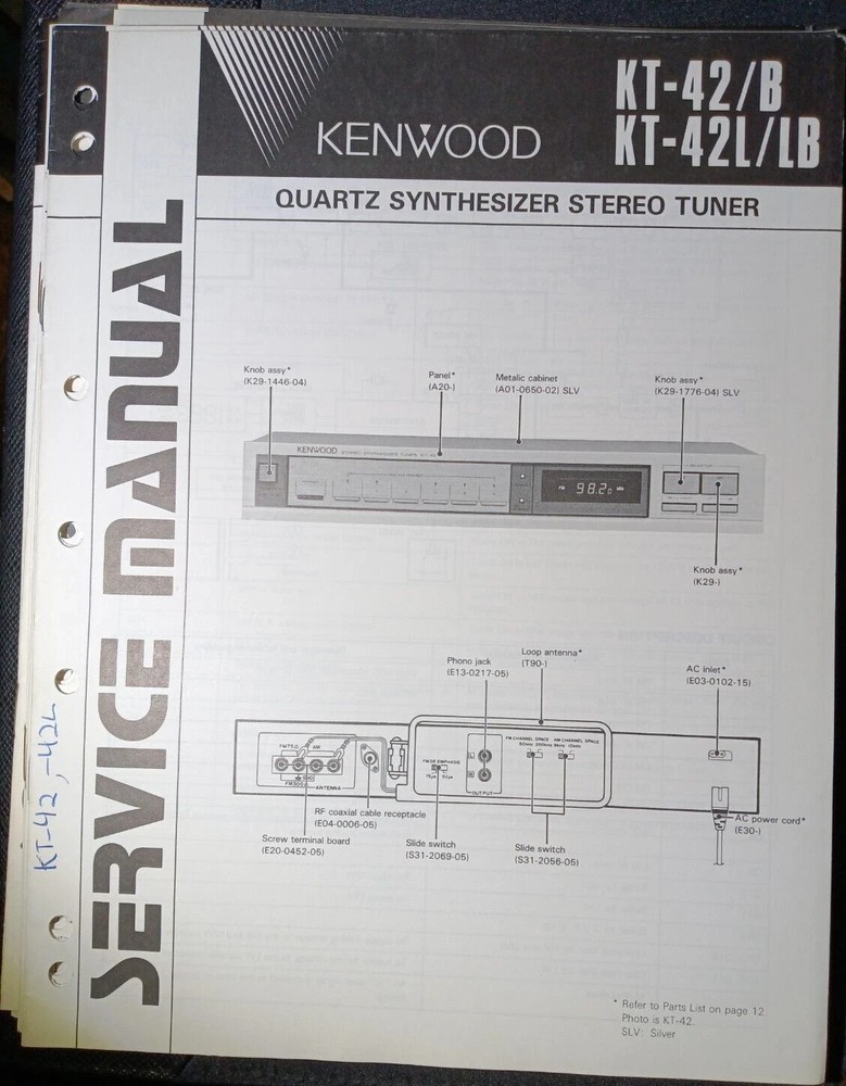 KENWOOD KT-42 KT-42B KT-42L KT-42LB Tuner Service Manual Original