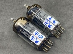 (2) Sylvania JHS-12AU7 Tubes Long Black Plates Square Getters Mil Spec Test NOS