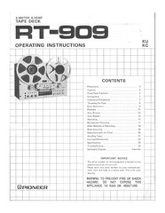 RT-909 Reel To Reel Tape Deck Owner&rsquo;s & Service Manual Fits Pioneer