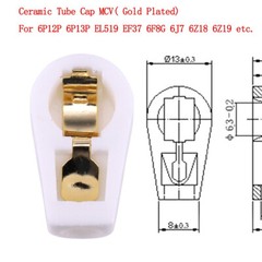 10PCS Gold Plated 1/4&Prime; 6.4mm Tube Anode Cap 6P12P EL504 EL519 EF37 6F8G Tube