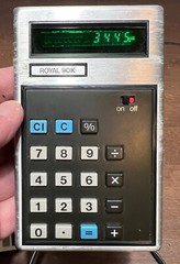 Vintage Royal 90K UA120 Calculator Green LCD, power cord, manual, case Tested