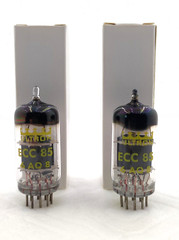 Ultron ECC85 6AQ8 6L12, Tungsram factory, pair, very EARLY, fat getter, strong