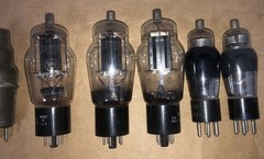 Lot of 6 Vintage Glass Vacuum Tubes – IB525S (3 ea), 6BG6G, 58, 6C6