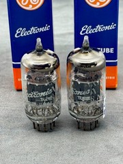 Matched Pair GE 12AX7A Tubes Gray Plates Matched Codes Early 60s Tests Strong