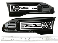 Pair Set New Custom 6.6L USA Flag Vent Emblems Driver Flag 6.6L-Glossy Black