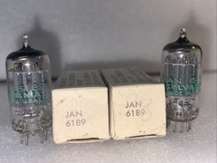 Pair Sylvania JAN 6189 Grey Plate Vacuum Tube TV7 Tested New In Box
