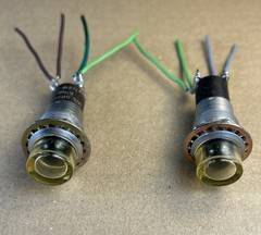 (2) Drake Indicator Panel Lights, 5100-194, 1/2W, 125V, Orange, flat top