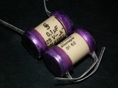 Two vintage Sikatrop Capacitors 0.1mfd 125V Siemens Klangfilm Hi End 100nF 125V