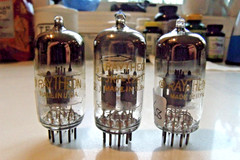 1960&rsquo;s Trio of Raytheon JRC 12AT7 Twin Triode Tubes w/ Horseshoe Getters