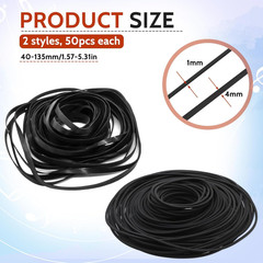 100 Pcs Recorder Rubber Belts Cassette Recorder Repair Maintenance Mix Flat Cass