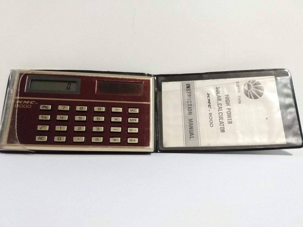 Vintage KMC 9000 Super Thin Solar Calculator tested Made in Taiwan