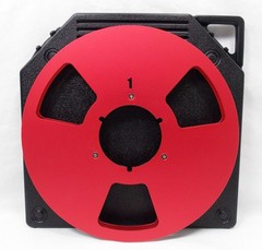 1 Red Aluminum 1/4&Prime; x 10.5&Prime; Metal Take Up Reel w/ Plastic Case ~ EX!
