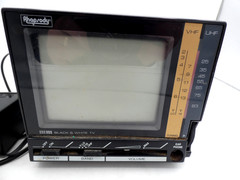 Vintage 1989 Rhapsody Portable Black & White TV w/AC Adaptor Antenna Tested Used
