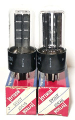Date Matched Pair CBS Hytron 5Y3GT Black Plate Vacuum Tubes Tested NOS On TV 7
