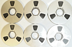 Ampex 766 10.5” Aluminum Tape Reels Lot of 6 w/ Data Labels Vintage Instrumentat