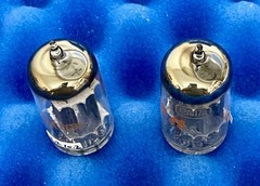 TWO RCA ECC82 12AU7A Tubes /Amplitrex Tested/ Halo / 1973 Long Grey Plates