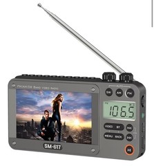 720p 4.3&Prime; Screen AM FM SW Movie Video Radio with Bluetooth, Rechargeable Pocket