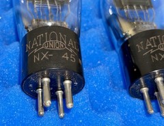 TWO National Union NX-45 Tubes 45 / Tested +100% / Engraved 1930&rsquo;s Cup Getter
