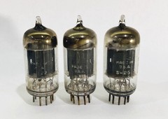 Matched 3 RCA 12AU7 Long 17mm Plates Angled D Getter Tubes 300B SE Amp *Test NOS