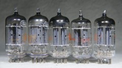 Five (5) RCA/GE (HP Label) 7025/12AX7/ECC83 Long Gray Plate USA