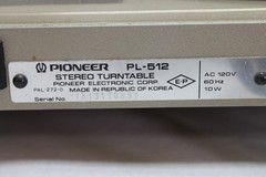 Guaranteed Satisfaction Working Pioneer PL-512 Turntable & Pioneer Dustcover