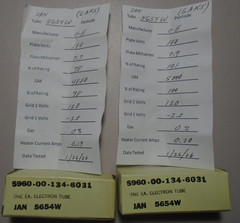 Matched Pair 7-Pin GE JAN 5654W Vacuum Tubes Upgrade for 6AK5 Data Sheets