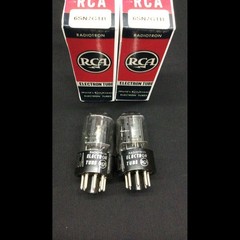 MATCHED PAIR RCA 6SN7GTB Short Bottle Black Plate D Getter VACUUM TUBES H.9159