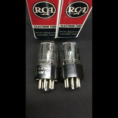 MATCHED PAIR RCA 6SN7GTB Short Bottle Black Plate D Getter VACUUM TUBES H.9159