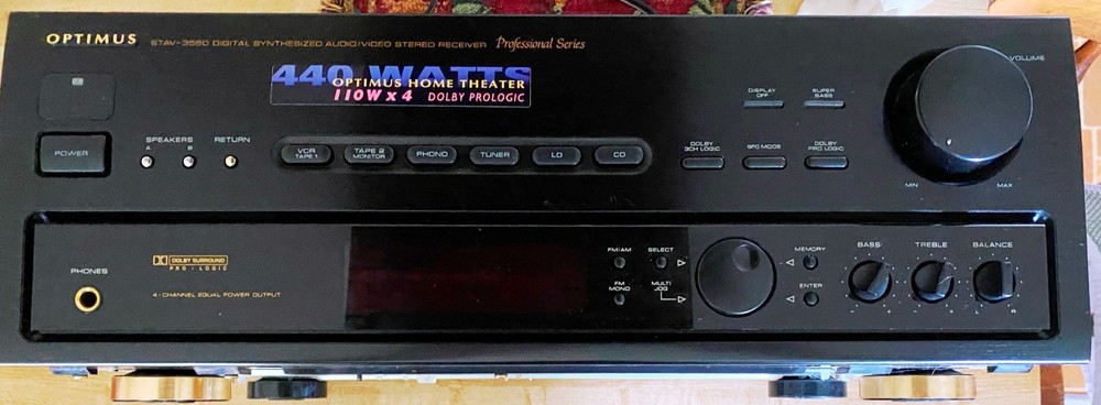 1996 Radio Shack Optimus STAV-3580 110W x4 Dolby Prologic Stereo Receiver