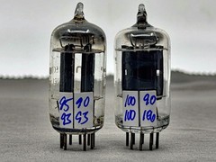 Matched Pair RCA 12AX7 ECC83 Long Black Plates &lsquo;D&rsquo; Getters Test NOS Amplitrex