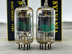 (2) Sylvania JAN-12AX7WA Mil Spec Tubes Gray Plate O Getters Tests Strong TV-7BU