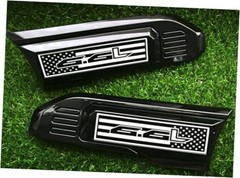 Pair Set New Custom 6.6L USA Flag Vent Emblems Driver Flag 6.6L-Glossy Black