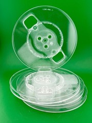 4-PACK ~ 7&Prime; Take-up Reel 7&Prime; x 1/4&Prime; ~ 4&Prime; Hub ~ Clear Plastic ~ NOS ~ Lot of (4)