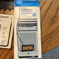 WORKING Vtg GENERAL Electric AM/FM/TV Audio PORTABLE Radio w/TUNEABLE Weather