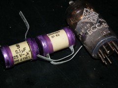 Two vintage Sikatrop Capacitors 0.1mfd 125V Siemens Klangfilm Hi End 100nF 125V