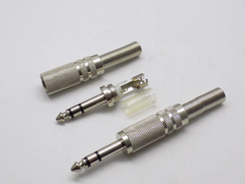 1x Jin Ruh JR0205 6.35mm 1/4&Prime; Male Stereo Metal Plug Audio Cable Connectors