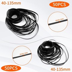 High-Quality Cassette Recorder Rubber Belts – 100 Pcs, 40-135mm Compatibility