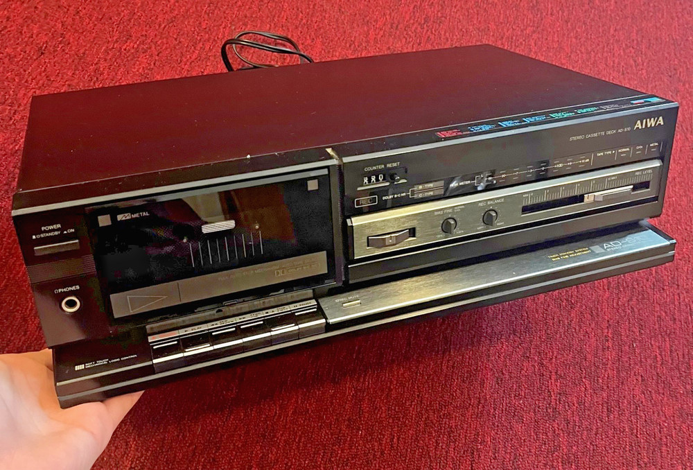 AIWA AD-S10 Vintage 1980s Single Stereo Cassette Deck Tested Works