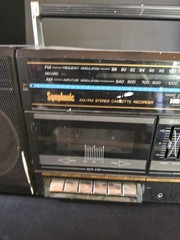 vintage Symphonic AM/FM stereo cassette recorder boombox from the 1980s.