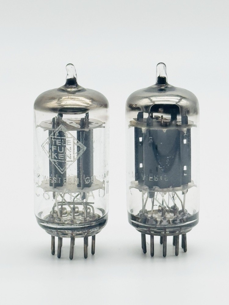 x2 Vintage PAIR Telefunken 12AU7 ECC82 Preamp Vacuum Tubes Diamond Bottom J6