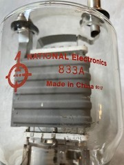 NATIONAL ELECTRONICS 833A TRANSMITTING TRIODE TUBE