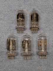 LOT OF 5 STRONG RCA 12AU7A CLEAR TOP GRAY PLATE TUBES, TV-7 TESTED #B-4
