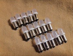 (15)FROSTED BAYONET 6.3V-8V LED LAMPS /#44 #47 #1847 #1866 Bulbs- COLOR CHOICE!